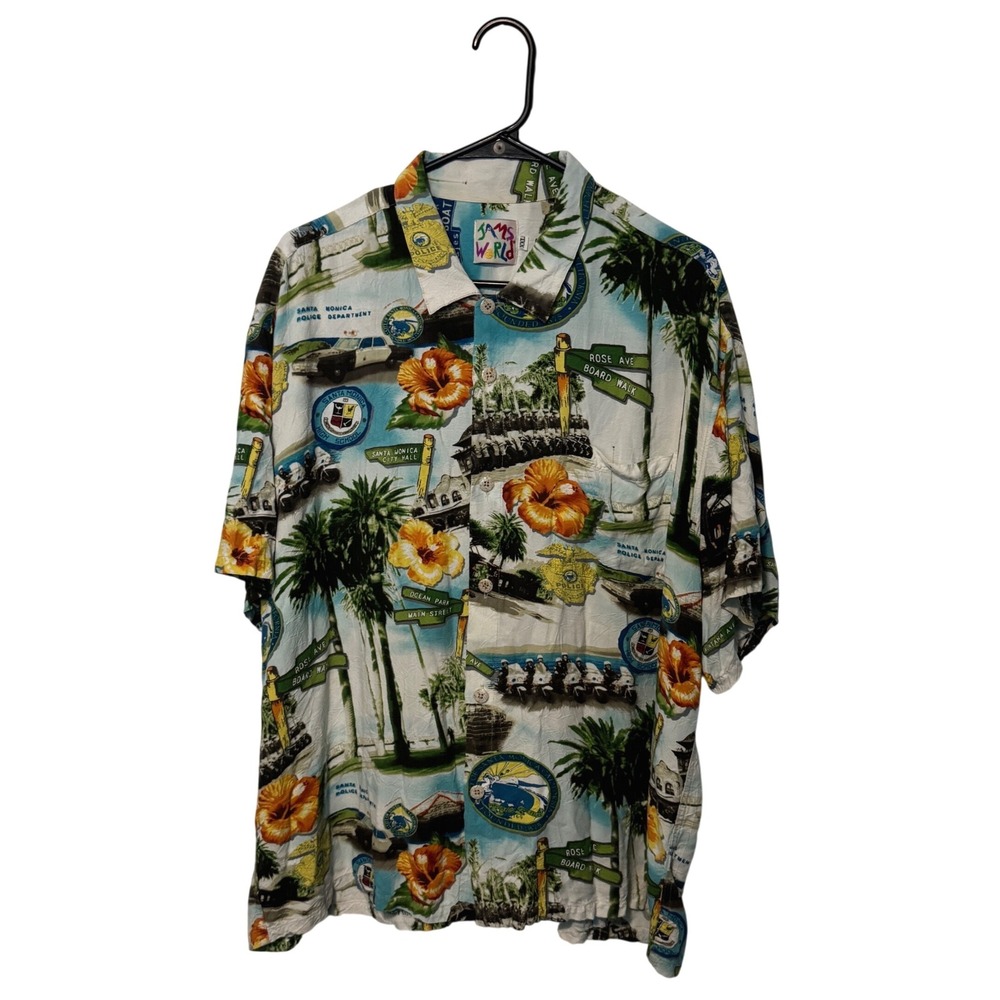 Jams World Button Down Shirt Mens XXL Police Story Santa Monica Hawaiian Hawaii